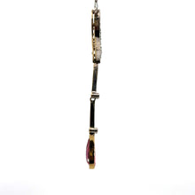 Load image into Gallery viewer, Edwardian Platinum Rubellite Tourmaline + OMC Diamond Pendant/Earrings set