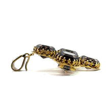 Load image into Gallery viewer, Victorian Gold Smokey Quartz &amp; seed pearl cross pendant
