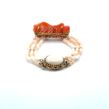 Load image into Gallery viewer, Mid Century Carved Angel Skin Coral Dragon Bracelet