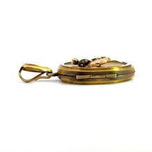 Load image into Gallery viewer, Victorian gold filled belt  &amp; garter motif with seed pearl locket