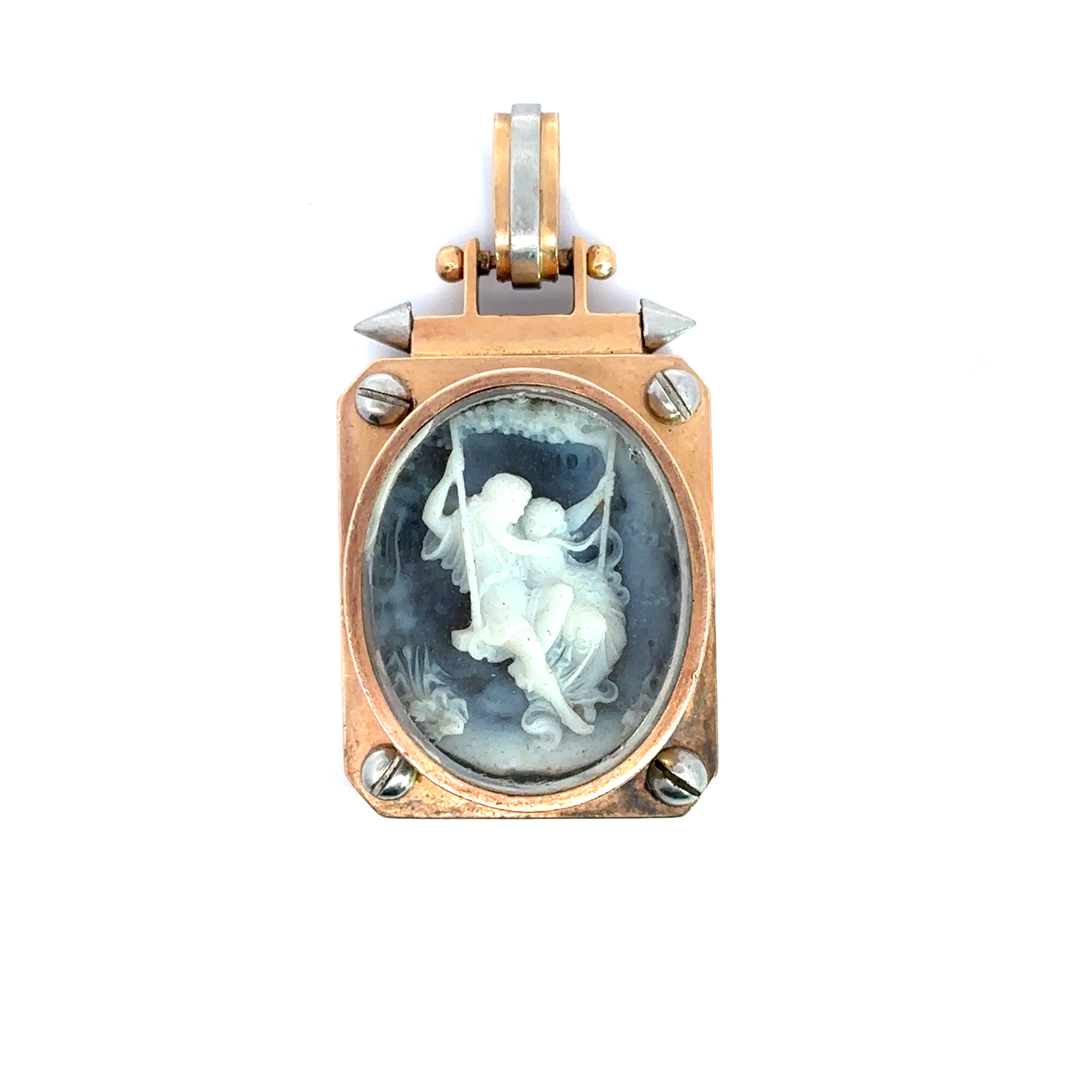 Victorian Gold "The Swing" Agate Cameo pendant