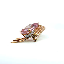 Load image into Gallery viewer, Retro Yellow Gold Kunzite Diamond Brooch
