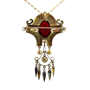 Victorian Garnet gold drops necklace