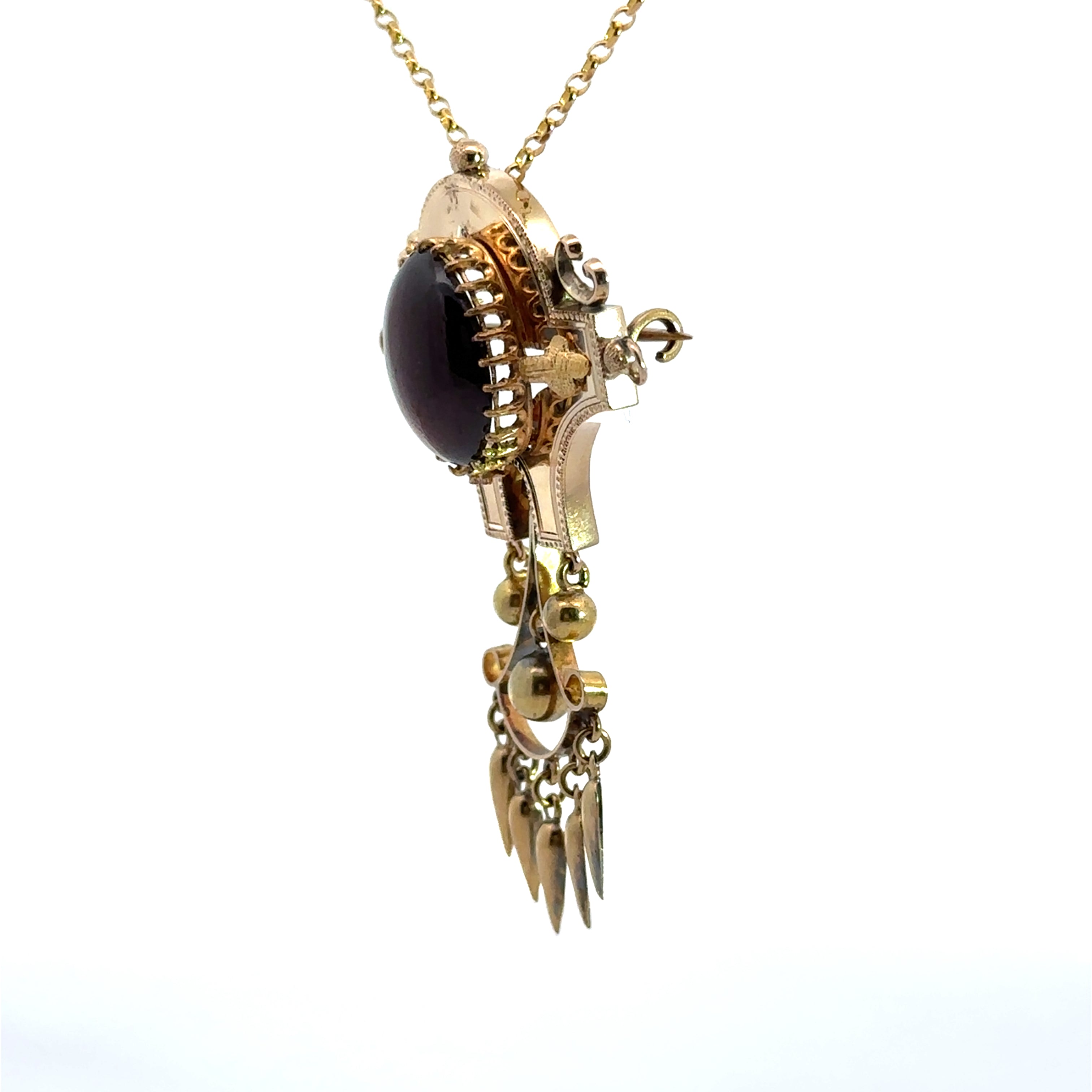 Victorian Garnet gold drops necklace