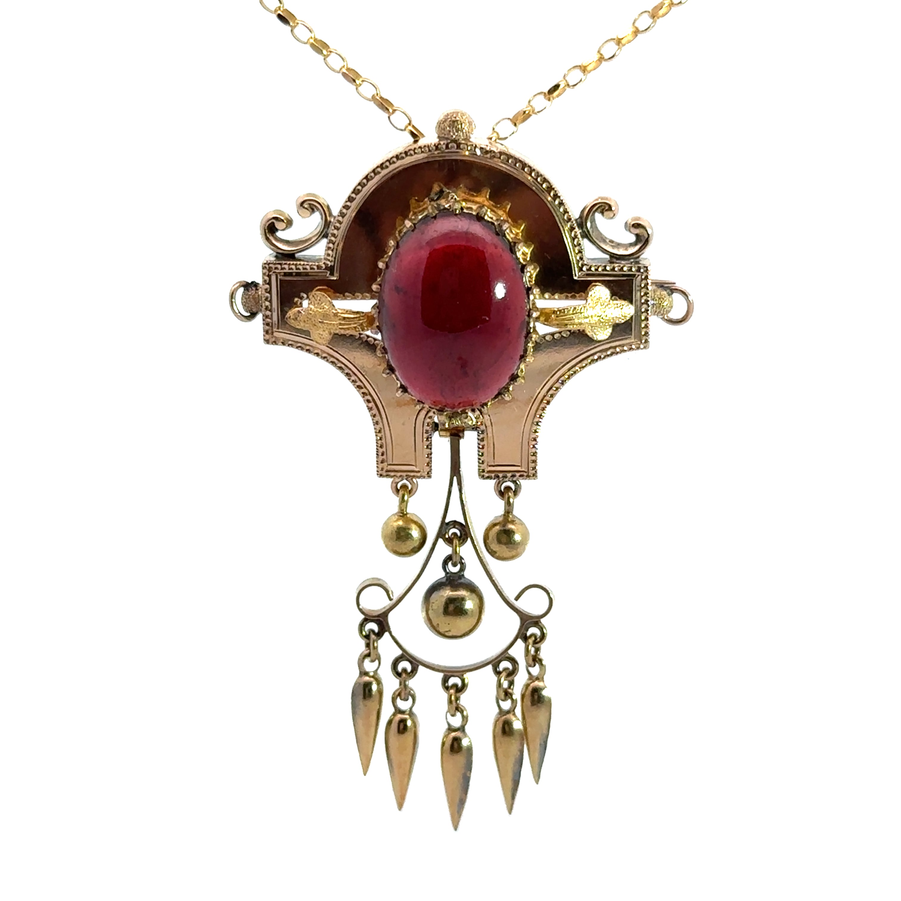 Victorian Garnet gold drops necklace