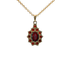 Load image into Gallery viewer, Victorian gold fill/vermeil garnet cluster pendant
