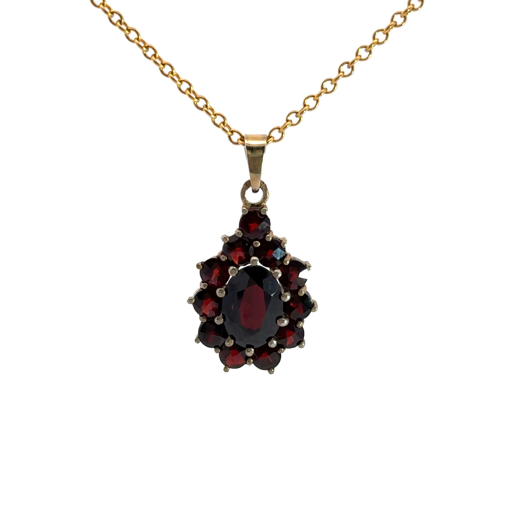 Victorian gold fill/vermeil garnet cluster pendant