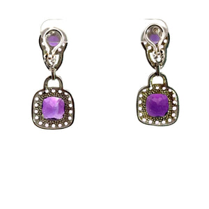 Late Century Amethyst + Pink Topaz Earrings