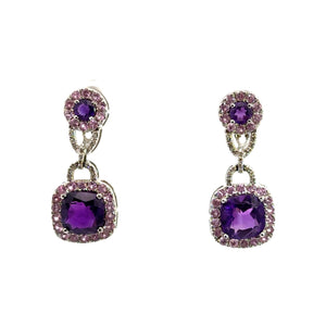 Late Century Amethyst + Pink Topaz Earrings