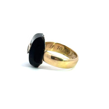 Load image into Gallery viewer, Art Deco Pillowed Cushion Cut Onyx + Diamond Ring