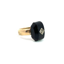 Load image into Gallery viewer, Art Deco Pillowed Cushion Cut Onyx + Diamond Ring