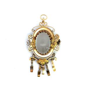 Victorian Moonstone with gold drops Pin/Pendant