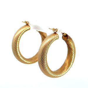 Late Century Textured Gold Hoops