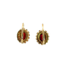 Load image into Gallery viewer, Mid Century Gold Cab Garnet Earrings