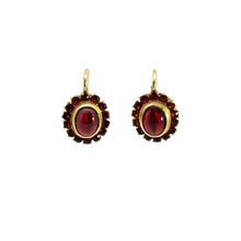 Load image into Gallery viewer, Mid Century Gold Cab Garnet Earrings