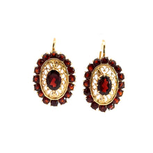 Load image into Gallery viewer, Mid Century 14ktyg Garnet Earrings