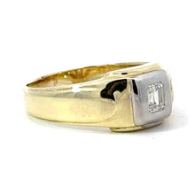 Load image into Gallery viewer, Late Century 14 ktyg Mounting + 18kt White Gold Bezel Emerald Cut Diamond Ring