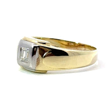 Load image into Gallery viewer, Late Century 14 ktyg Mounting + 18kt White Gold Bezel Emerald Cut Diamond Ring