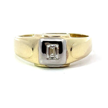Load image into Gallery viewer, Late Century 14 ktyg Mounting + 18kt White Gold Bezel Emerald Cut Diamond Ring