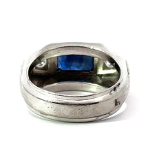 Load image into Gallery viewer, Mid Century Platinum Sapphire Diamond Ring