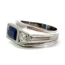 Load image into Gallery viewer, Mid Century Platinum Sapphire Diamond Ring