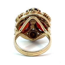 Load image into Gallery viewer, Late Century 14kt Yellow Gold Garnet Floral Motif Ring