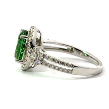Load image into Gallery viewer, 14kt White Gold Tsavorite Green Garnet Diamond Ring