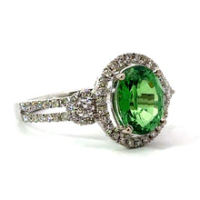 Load image into Gallery viewer, 14kt White Gold Tsavorite Green Garnet Diamond Ring