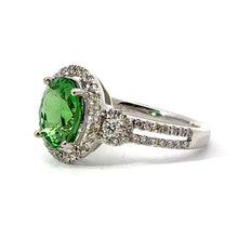 Load image into Gallery viewer, 14kt White Gold Tsavorite Green Garnet Diamond Ring
