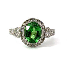 Load image into Gallery viewer, 14kt White Gold Tsavorite Green Garnet Diamond Ring