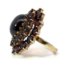 Load image into Gallery viewer, Victorian Cabochon + Faceted Garnet Cluster Ring
