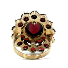 Load image into Gallery viewer, Victorian Cabochon + Faceted Garnet Cluster Ring