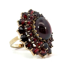 Load image into Gallery viewer, Victorian Cabochon + Faceted Garnet Cluster Ring