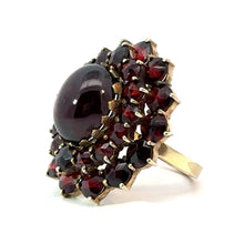 Load image into Gallery viewer, Victorian Cabochon + Faceted Garnet Cluster Ring