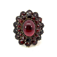 Load image into Gallery viewer, Victorian Cabochon + Faceted Garnet Cluster Ring