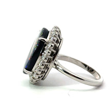 Load image into Gallery viewer, Modern Platinum Australian Black opal  diamond ring