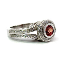 Load image into Gallery viewer, Modern 14kt white gold pink sapphire diamond ring