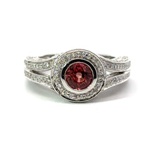 Load image into Gallery viewer, Modern 14kt white gold pink sapphire diamond ring