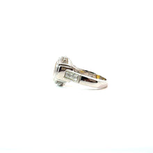 Load image into Gallery viewer, Late Century 14kt White Gold, Oval yellow sapphire + Round Brilliant Cut Diamond Ring