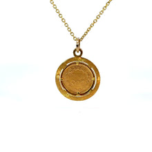 Load image into Gallery viewer, Mid Century 14kt Yellow Gold &quot;Dos Pesos&quot; Coin Charm on 14kt Yellow Gold Chain