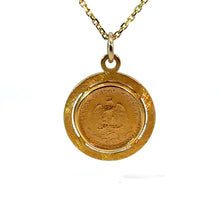 Load image into Gallery viewer, Mid Century 14kt Yellow Gold &quot;Dos Pesos&quot; Coin Charm on 14kt Yellow Gold Chain