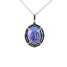 Load image into Gallery viewer, Modern 18kt White Gold Oval Gem Quality Tanzanite + Diamond Pendant