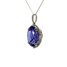 Load image into Gallery viewer, Modern 18kt White Gold Oval Gem Quality Tanzanite + Diamond Pendant