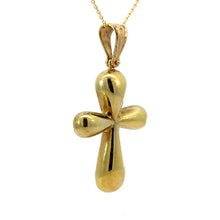 Load image into Gallery viewer, Late Century 18kt Yellow Gold Puffy Cross on 14kt 18inch Chain