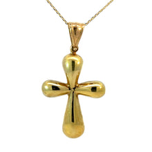 Load image into Gallery viewer, Late Century 18kt Yellow Gold Puffy Cross on 14kt 18inch Chain