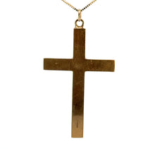 Load image into Gallery viewer, Victorian 9kt Yellow Gold Engraved Cross on 14ktyg Chain