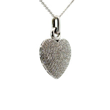 Load image into Gallery viewer, Modern 14kt White Gold Pave Round Brilliant Cut Diamond Heart Pendant