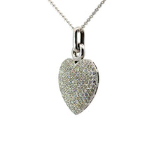 Load image into Gallery viewer, Modern 14kt White Gold Pave Round Brilliant Cut Diamond Heart Pendant