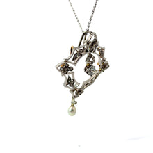 Load image into Gallery viewer, Art Deco Platinum, Old European Cut Diamond + Antique Cut Diamonds + Natural Pearl Drop Pendant