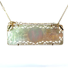 Load image into Gallery viewer, Victorian 14kt Yellow Gold Carved Mother of Pearl Gambling Chip Necklace